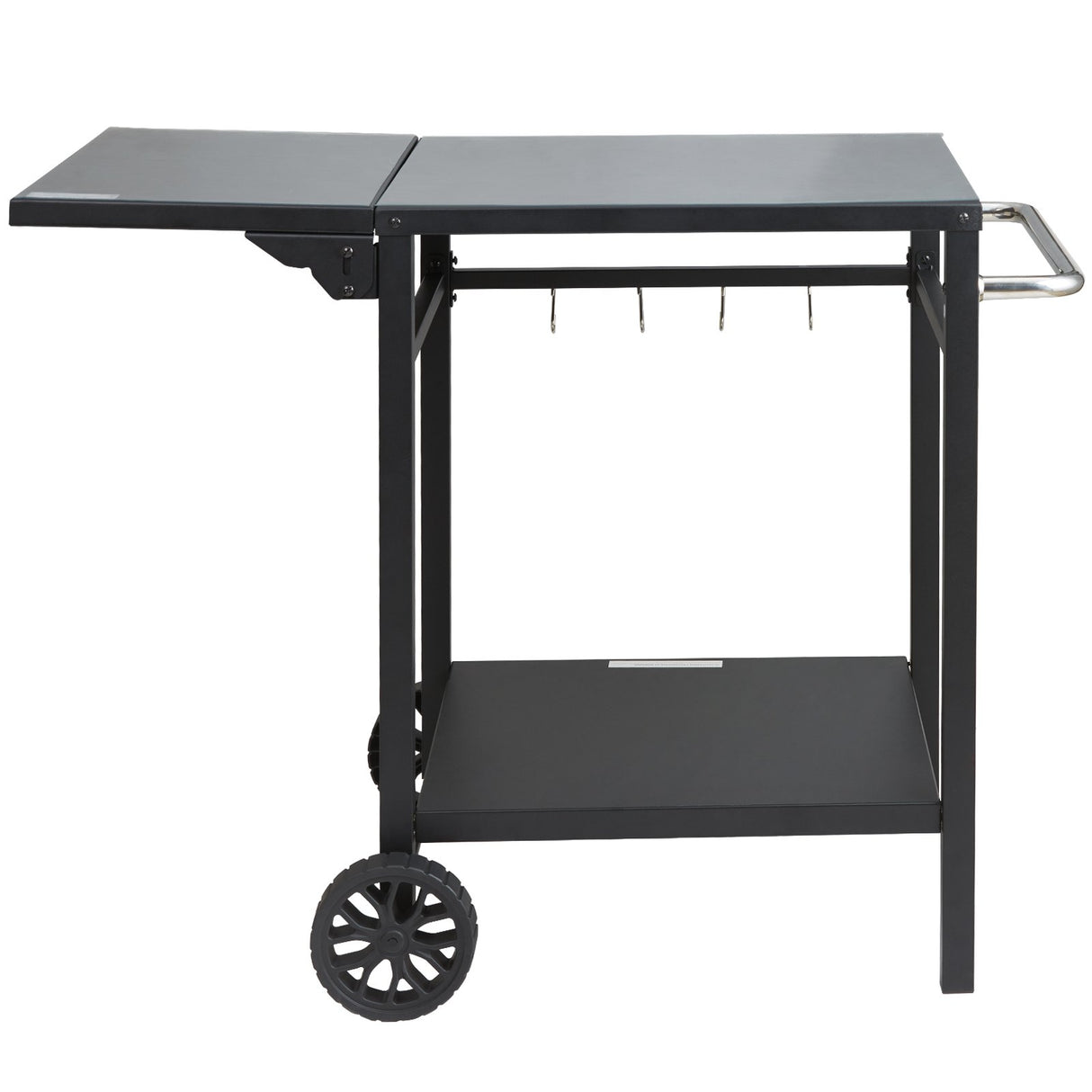 VEVOR Outdoor Grill Dining Cart with Double-Shelf, 55*55cm BBQ Movable Food Prep Table, Multifunctional Foldable Iron Table Top, Portable Modular