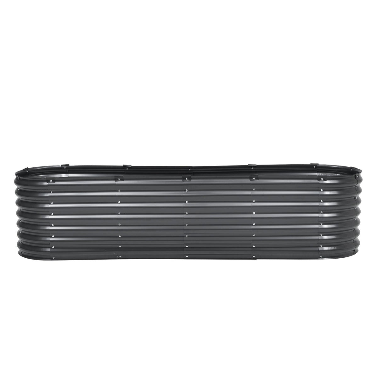Metal Raised Garden Bed, 8 x 2 x 2 ft Outdoor Galvanized Planter Box, with Open Bottom, Large Oval Planter Raised Bed for Gardening Vegetables, Flowers, Herbs, and Succulent Plants, Dark Gray