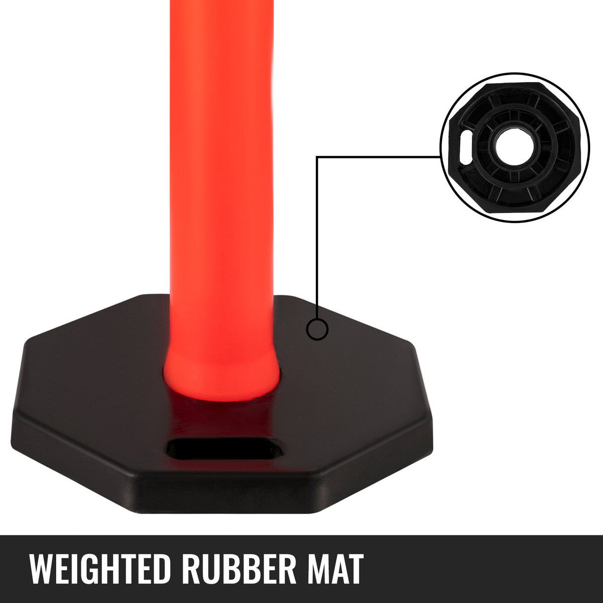 VEVOR 6Pack Traffic Delineator Posts 44 Inch Height, PE Delineator Cones Post Kit 10 inch Reflective Band, Delineators Post with Rubber Base 16 inch