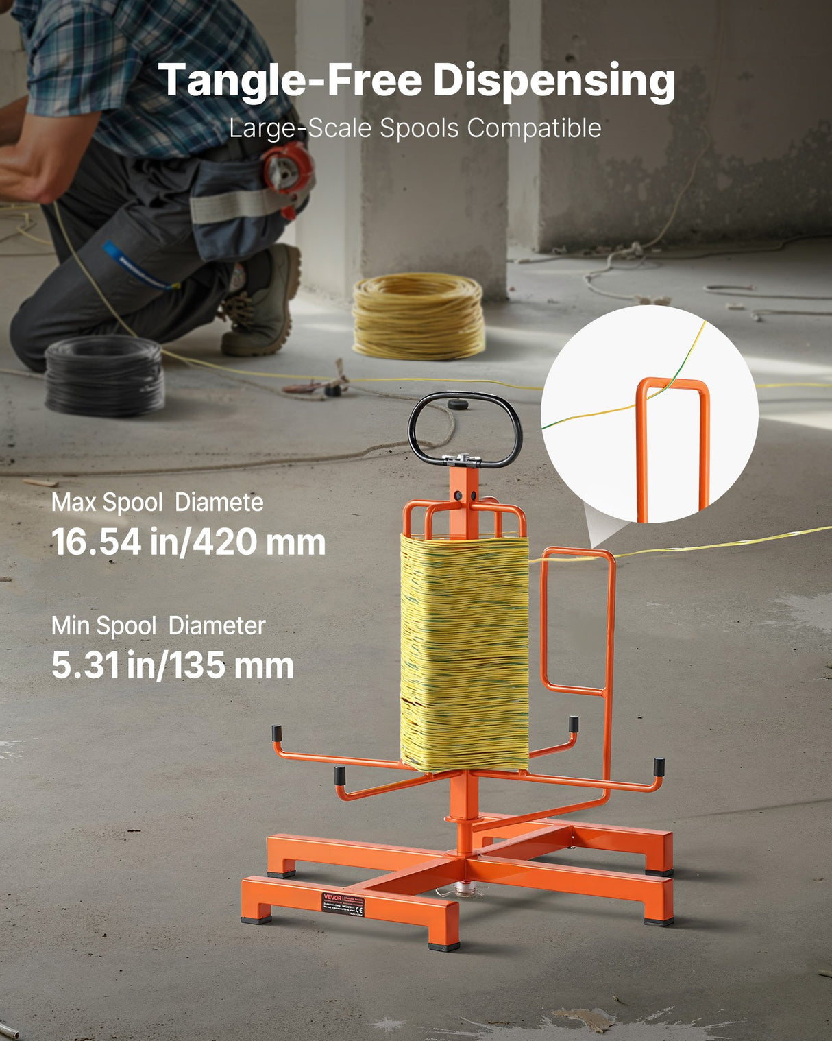 VEVOR Cable Dispenser Floor Stud Mounted Portable Electrical Industrial Retail