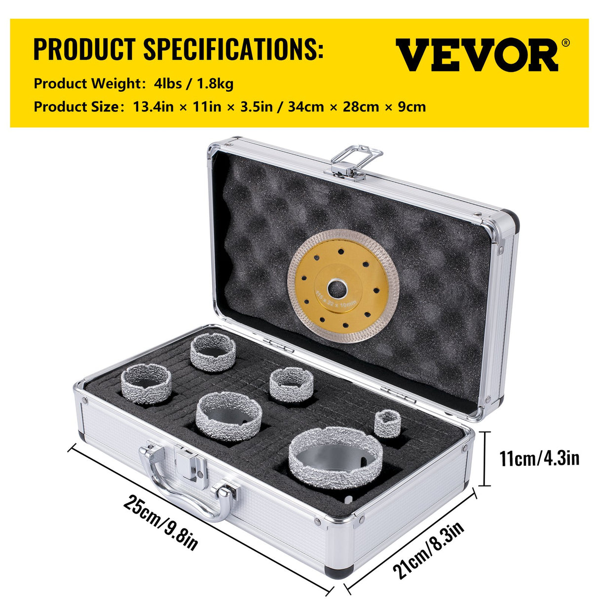 VEVOR Diamond Drill Bits 6PCS Diamond Hole Saw 20/35/40/50/55/68mm Tile Hole Saw Kit Vacuum Brazed D
