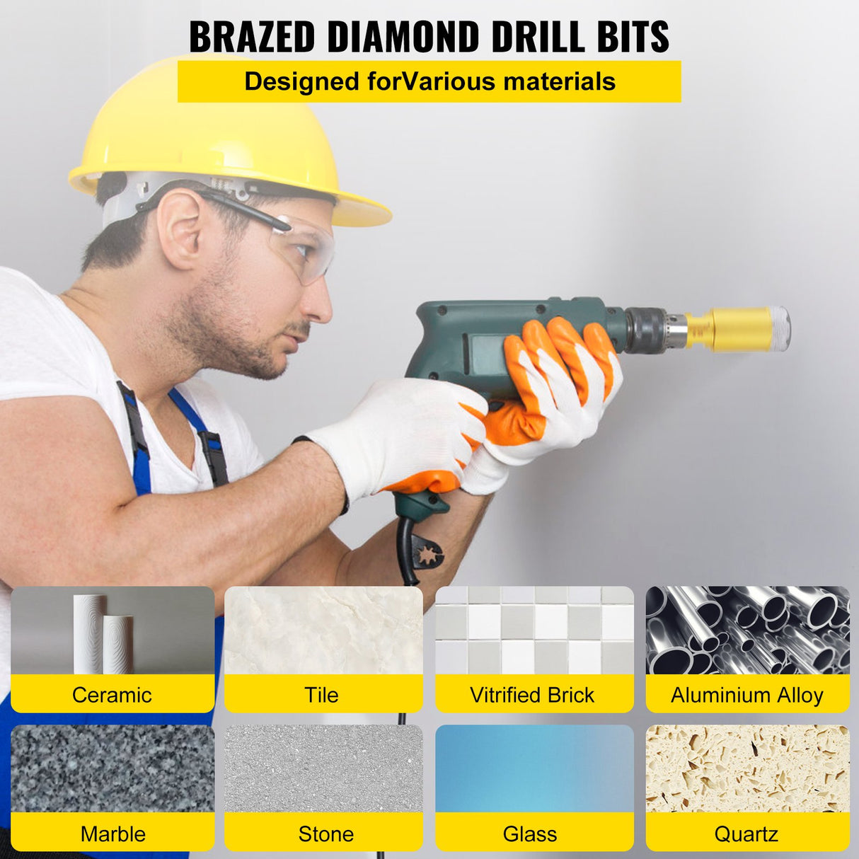 VEVOR Diamond Drill Bits 7PCS Diamond Hole Saw 20/27/35/55/68mmTile Hole Saw Kit Vacuum Brazed Diamond Drill Bit 0.59in/15mm Segment Tile Hole Saw w