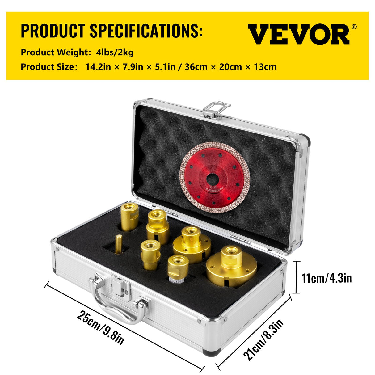 VEVOR Diamond Drill Bits 7PCS Diamond Hole Saw 20/27/35/55/68mmTile Hole Saw Kit Vacuum Brazed Diamond Drill Bit 0.59in/15mm Segment Tile Hole Saw w