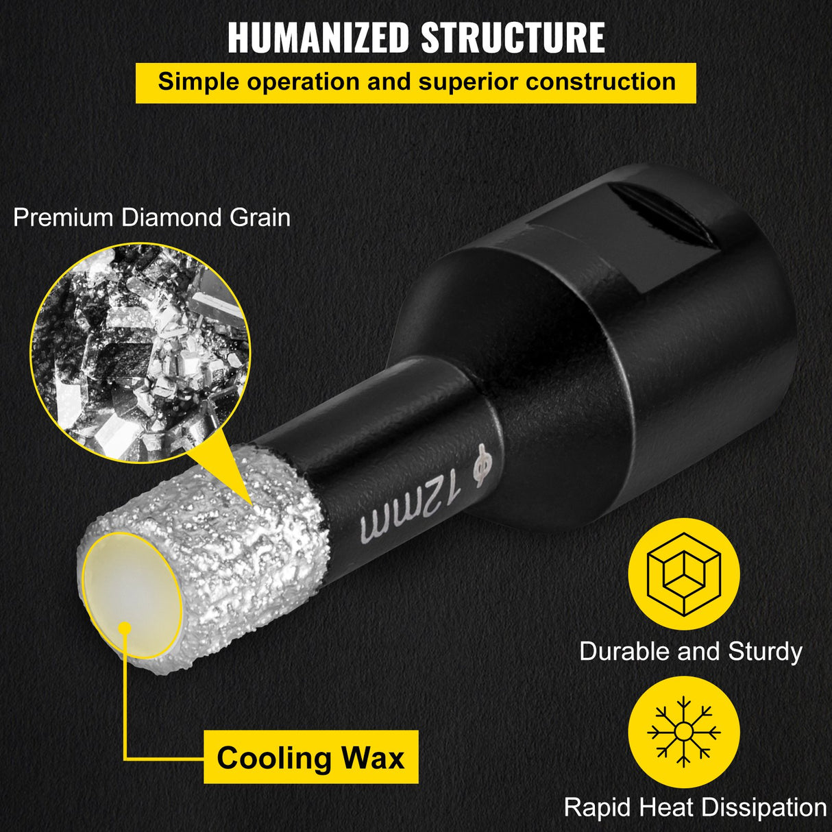 VEVOR Diamond Drill Bits 7PCS Diamond Hole Saw 6/6/8/8/10/12/14mm Tile Hole Saw Kit Vacuum Brazed Diamond Drill Bit 0.59in/15mm Segment Tile Hole Saw w Storage Case for Tile Ceramic Porcelain Marble