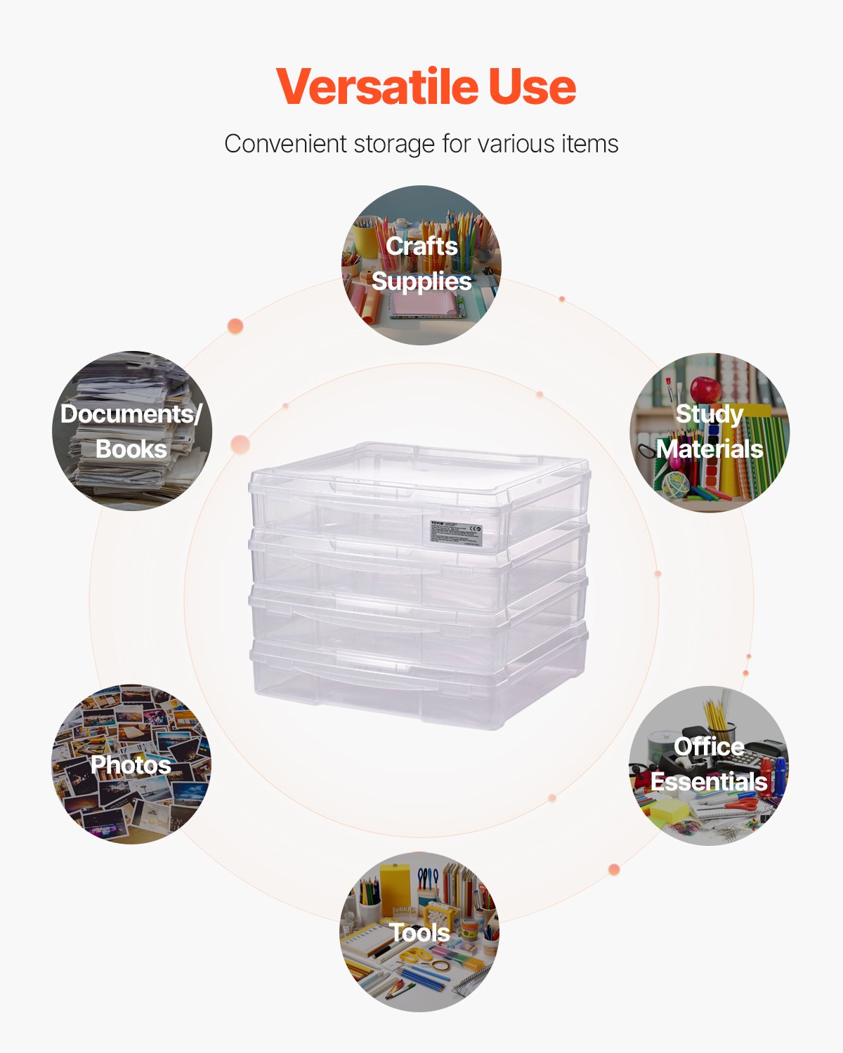 Scrapbook Paper Storage 4 Pack Stackable Plastic Board Game Boxes Clear Case