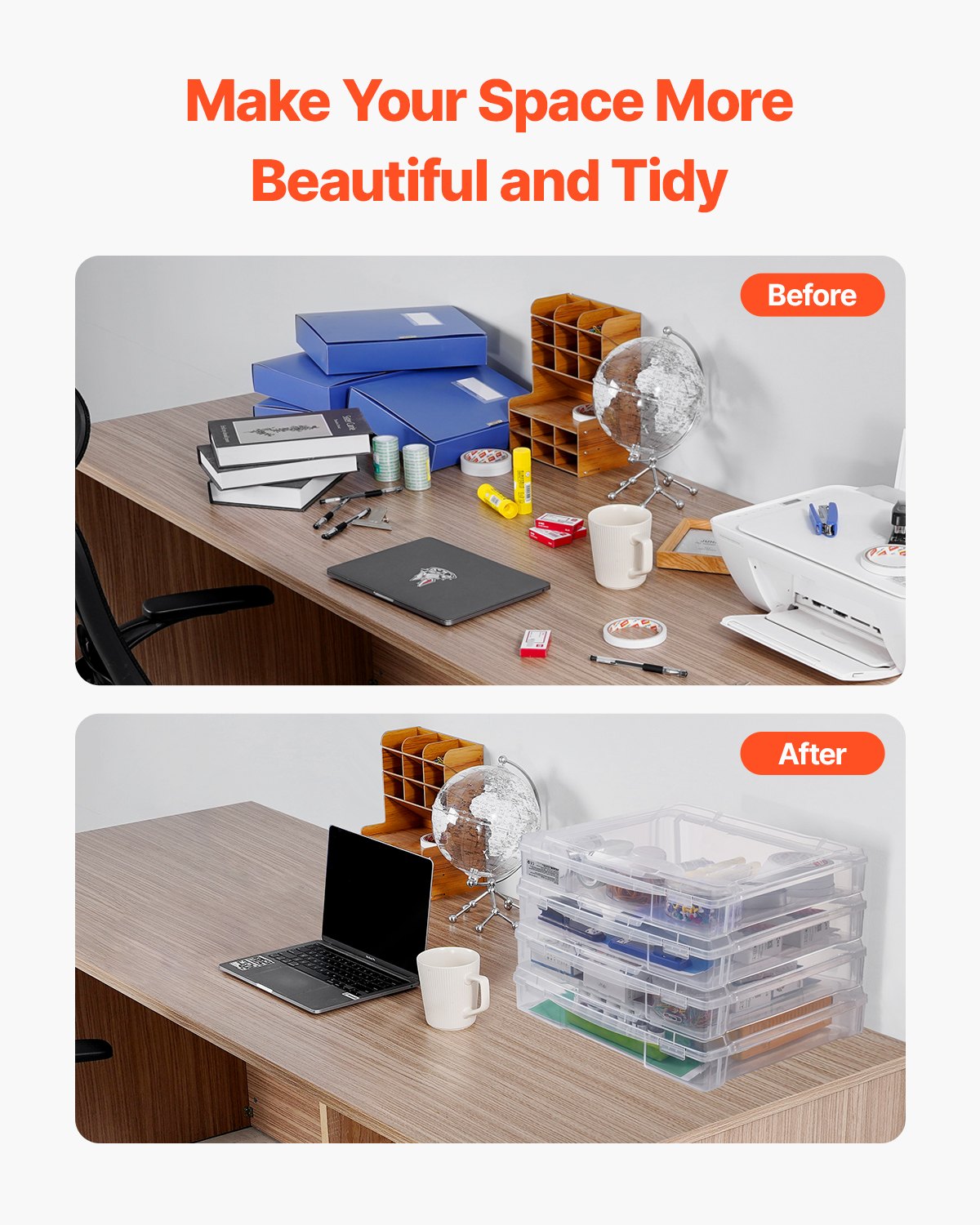 Scrapbook Paper Storage 4 Pack Stackable Plastic Board Game Boxes Clear Case