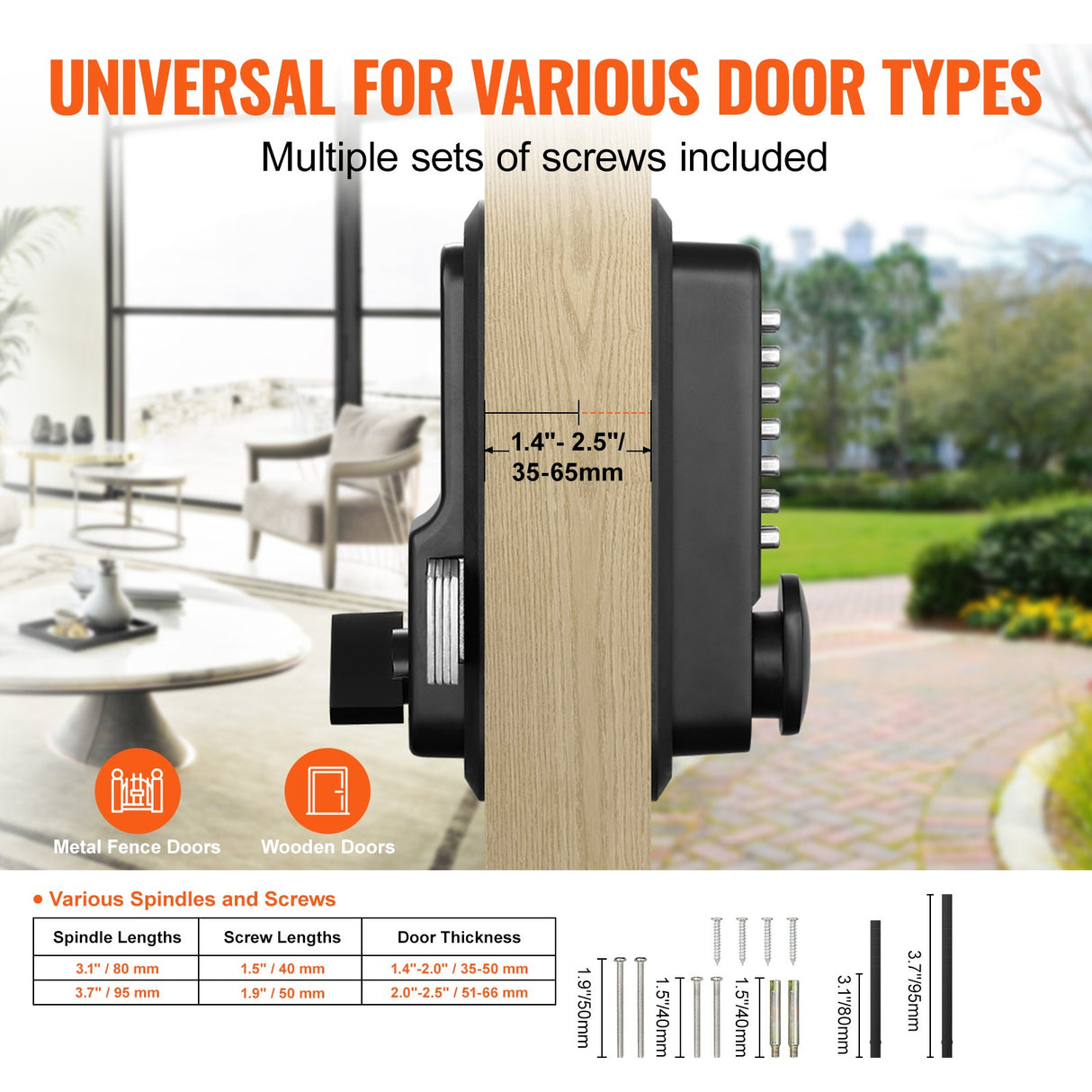 VEVOR Mechanical Keyless Entry Door Lock, 14 Digit Keypad, Water-proof Zinc Alloy, Outdoor Gate Door Locks Set with Surface-mounted Latch, Keypad and Knob, Easy to Install, for Garden, Garage, Yard