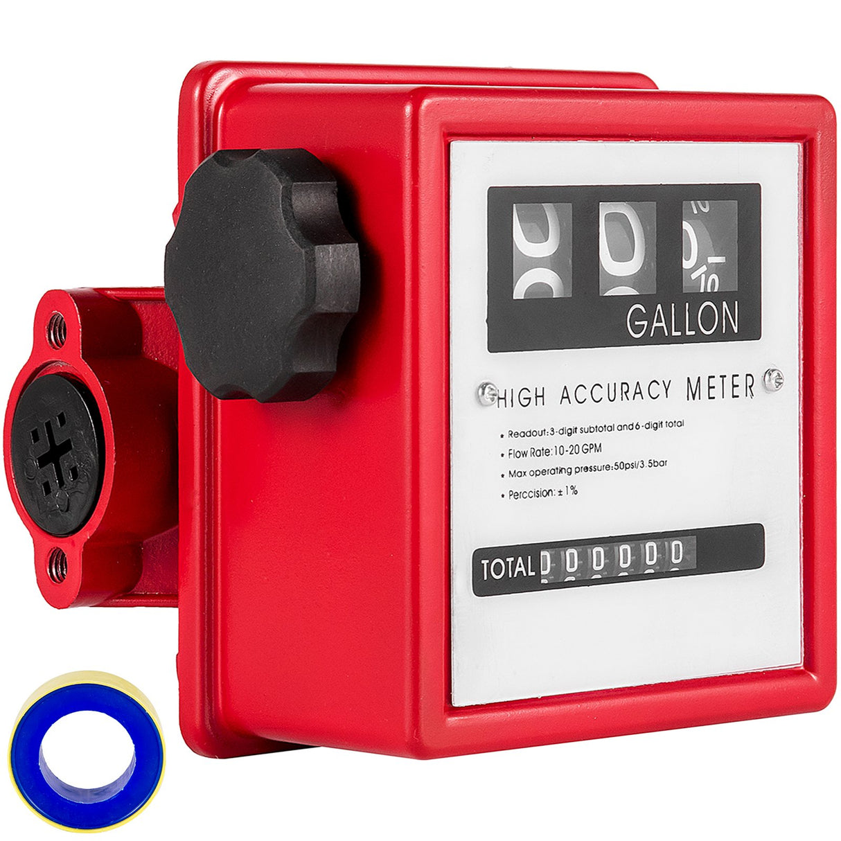 VEVOR Mechanical Fuel Meter 20 GPM Fuel Flow Meter 3-Digital Batch Display Fuel Transfer Meter 2.54 cm Diesel Fuel Flow Meter All Fuel Transfer Pumps