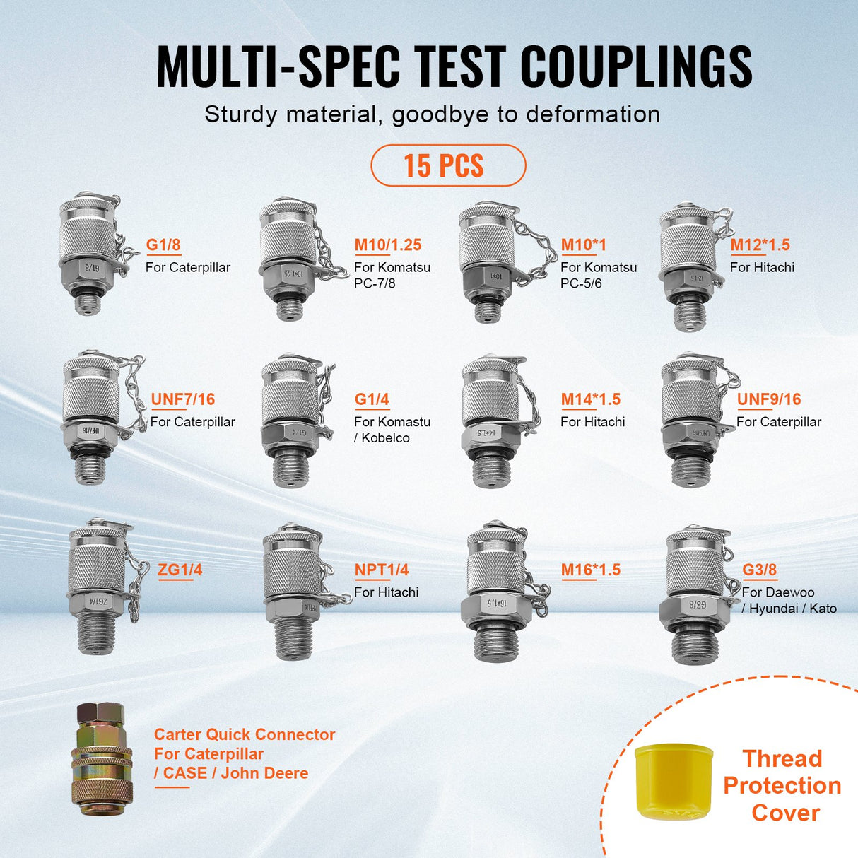 VEVOR Hydraulic Pressure Test Kit, 10/100/250/400/600bar, 5 Gauges 13 Couplings 14 Tee Connectors 5