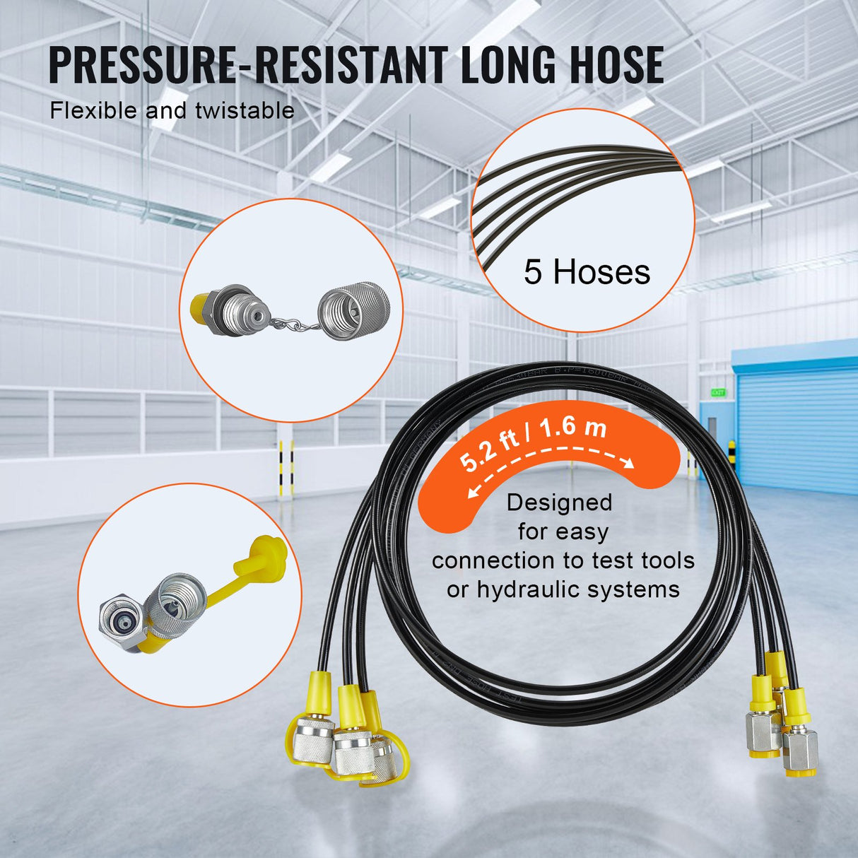 VEVOR Hydraulic Pressure Test Kit, 10/100/250/400/600bar, 5 Gauges 13 Couplings 14 Tee Connectors 5