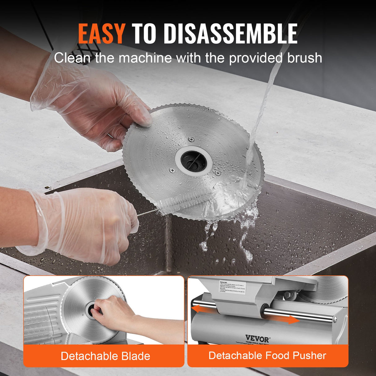 VEVOR Meat Slicer, 180W Electric Deli Food Slicer with 7.5" SUS420 Stainless Steel Blade and Blade Guard, 0 - 0.6 inch Adjustable Thickness for Home