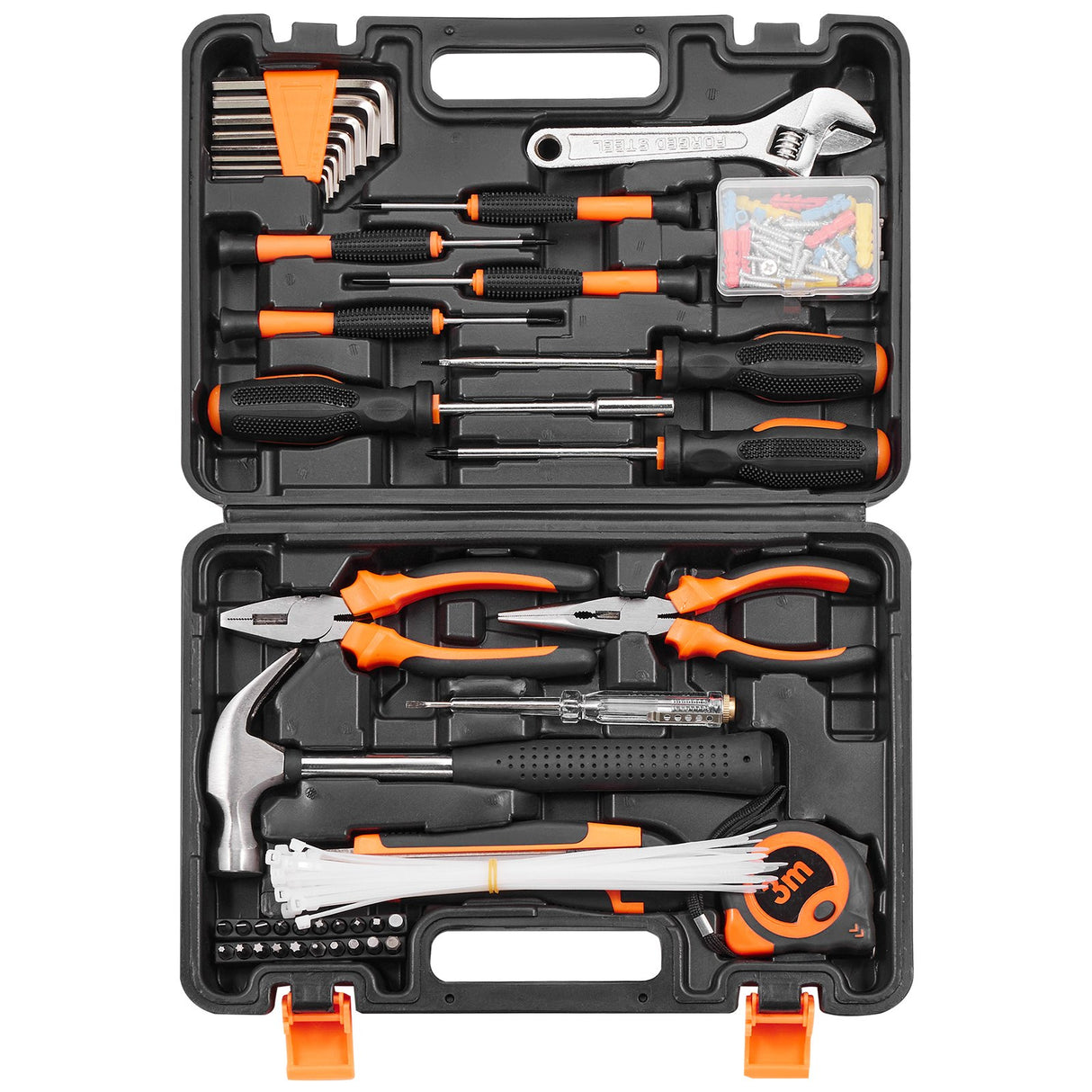 VEVOR Tool Kit 132 Piece General Household Hand Tool Set with Portable Tool Case