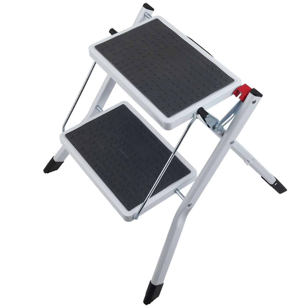 Step Ladder 2-Step 150kg Capacity, Ergonomic Folding Steel Step Stool with Wide Anti-Slip Pedal, Sturdy Step Stool for Adults Toddlers, Multi-Use for Household, Kitchen, Office, RVs
