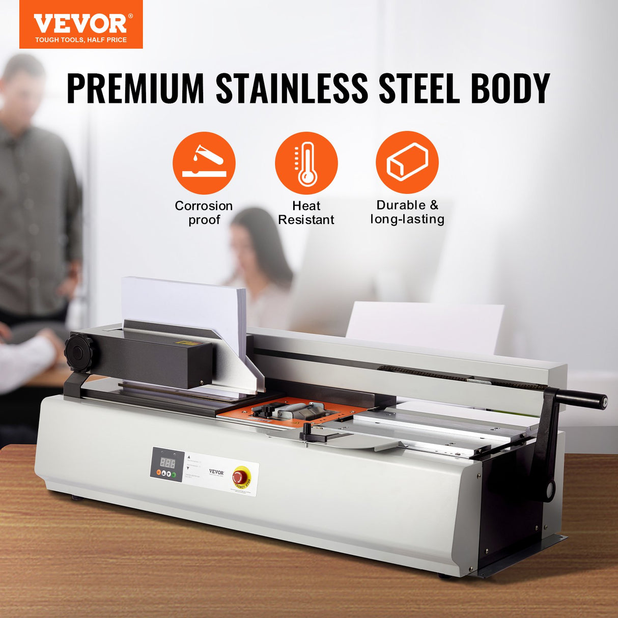 Thermal Binding Machine, 400 Sheets Capacity Hot Glue Binding Machine, Thermal Book Binder 40mm Binding Thickness A3(Short Edge)/A4/A5 Document