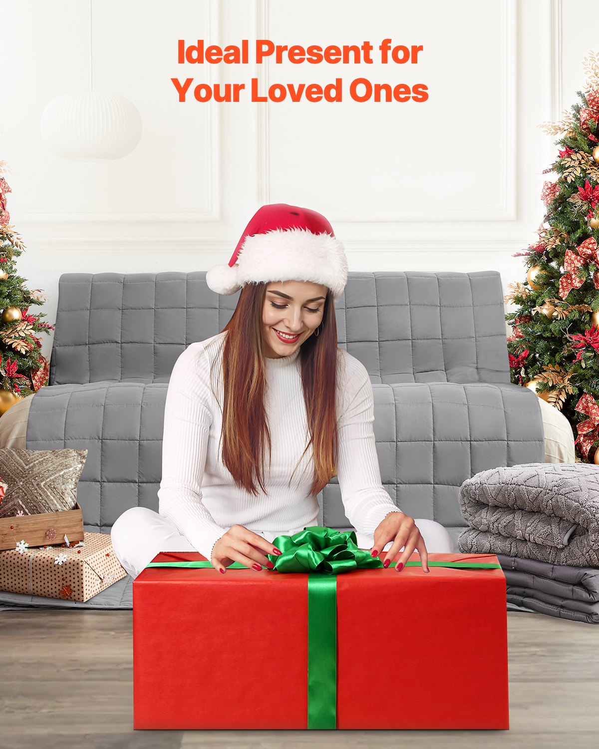 VEVOR Weighted Blanket, 11 kg, 2235 x 2640 mm King Size, Cooling Breathable Heavy Blanket with Glass Beads, All-Season Use, Suitable for 113-140 kg Adults, Anxiety Stress Relief, Improve Sleep, Grey