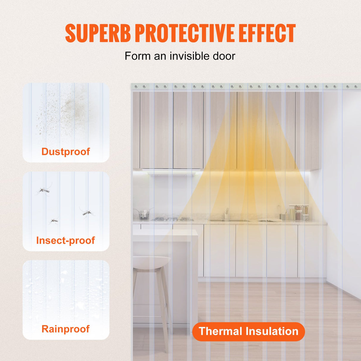 VEVOR Strip Curtain, 75' Length x 8" Width x 0.08" Thickness, Clear PVC Smooth Curtain Strip Door Bulk Roll, Plastic Door Strips for Doorways of