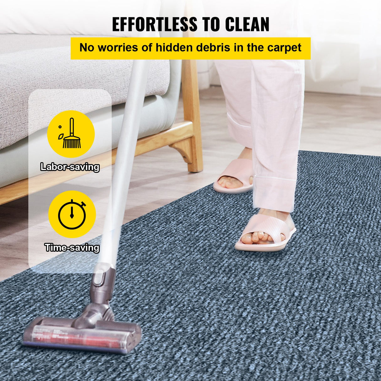 VEVOR Gray Marine Carpet 6 ft x 23 ft Boat Carpet Rugs Indoor Outdoor Rugs for Patio Deck Anti-Slide