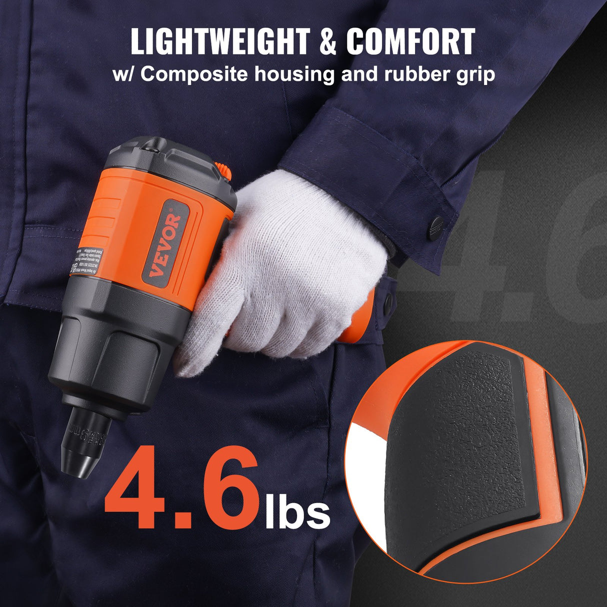 VEVOR 1/2-Inch Air Impact Wrench, High Torque Up to 1400 ft-lbs, Lightweight 4.6 lb Design Pneumatic Impact Gun with 11-PCS 1/2-Inch Drive?CR-V?Steel