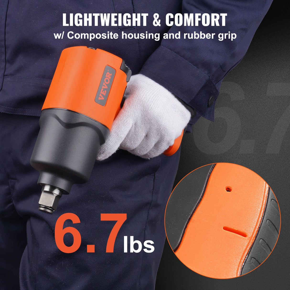 VEVOR Air Impact Wrench, 3/4-Inch Drive Air Impact Gun, Up to 1870ft-lbs Nut-busting Torque, Composite Pneumatic Impact Wrench for