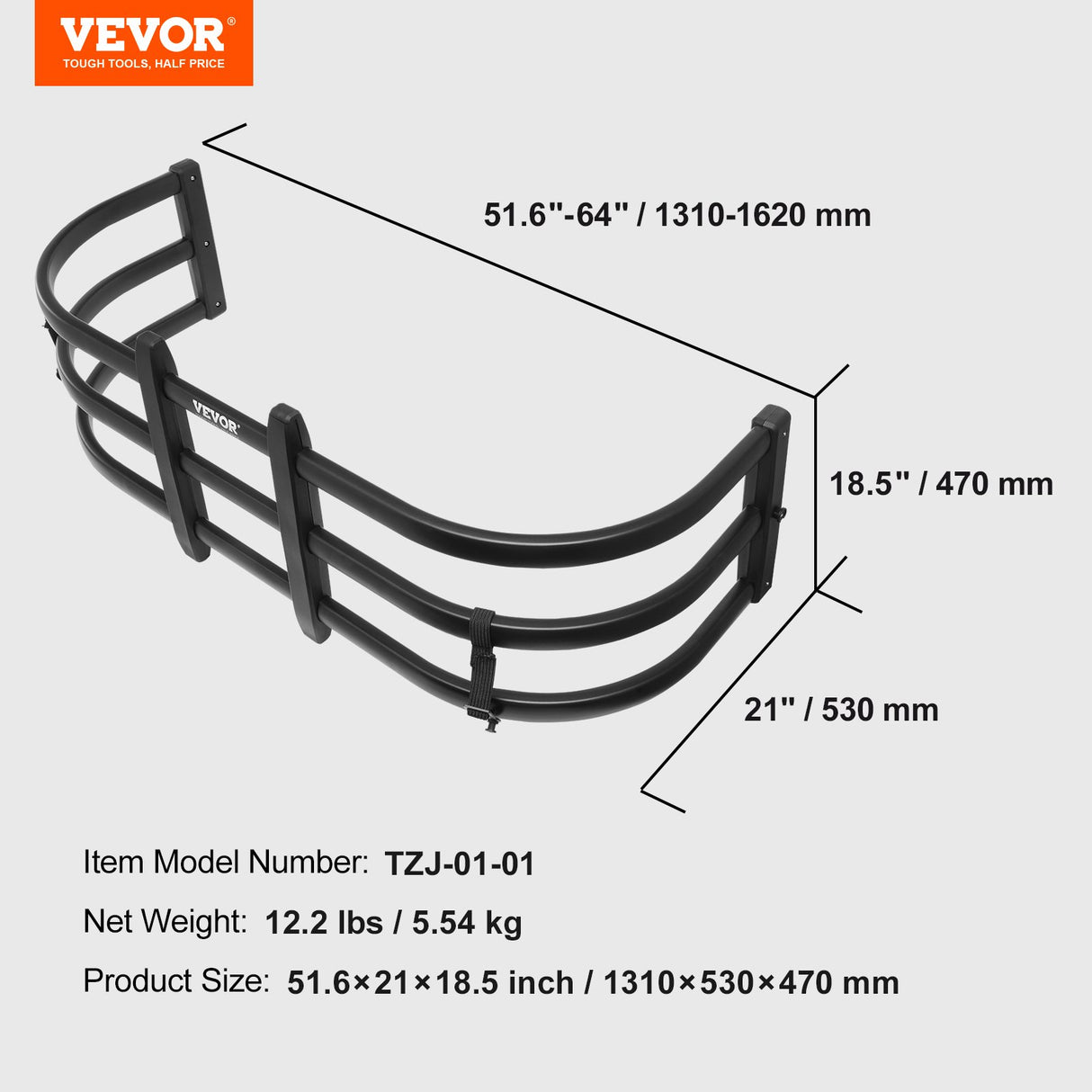 VEVOR Truck Bed Extender, Aluminum Retractable Tailgate Extender, 131cm-162.6cm Adjustable Length, Fits for Ridgeline, Tacoma, Gladiator, Colorado/
