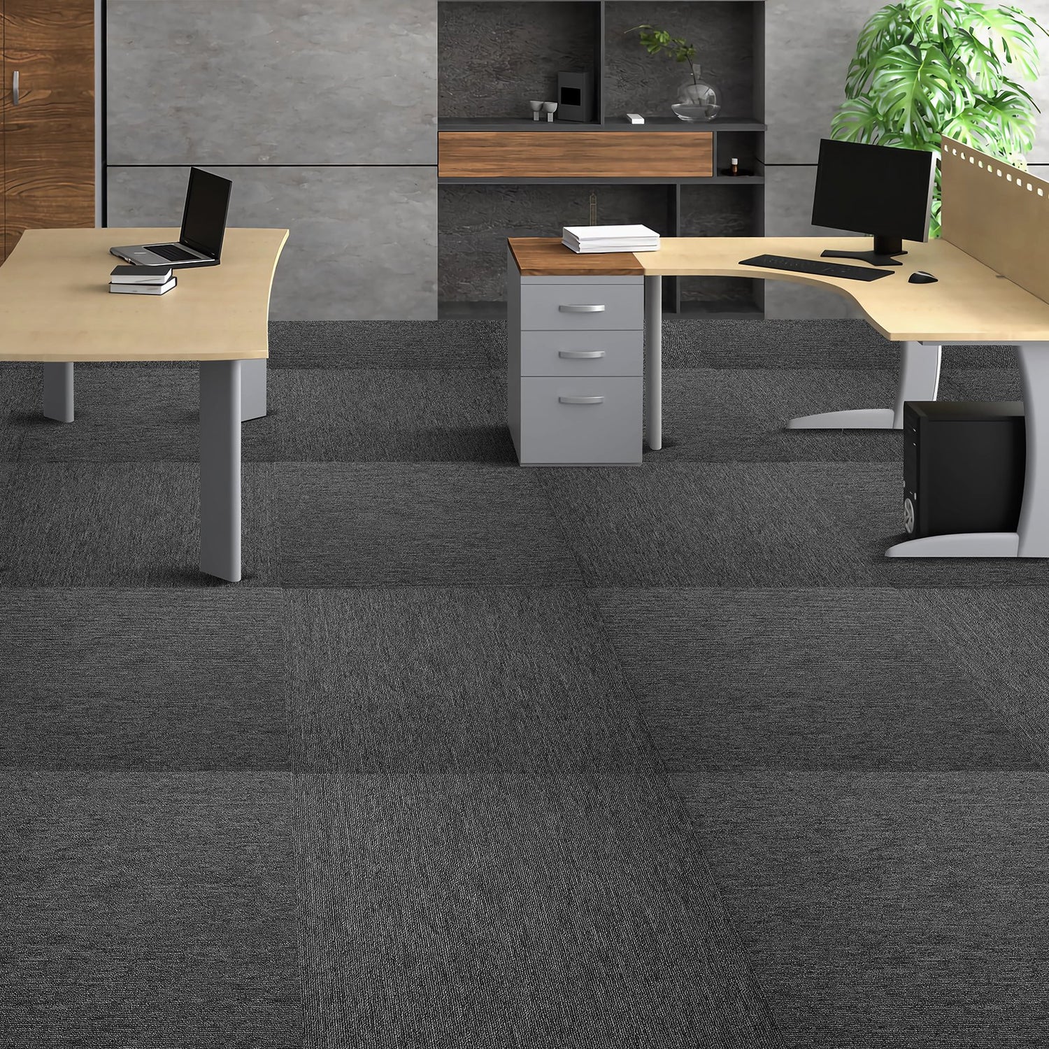 VEVOR Carpet Tiles Reusable, 20"x 20" Carpet Squares With Padding Attached, Soft Padded Carpet Tiles, Easy Install DIY for Bedroom Living Room Indoor Outdoor (20 Tiles, Dark Gray)