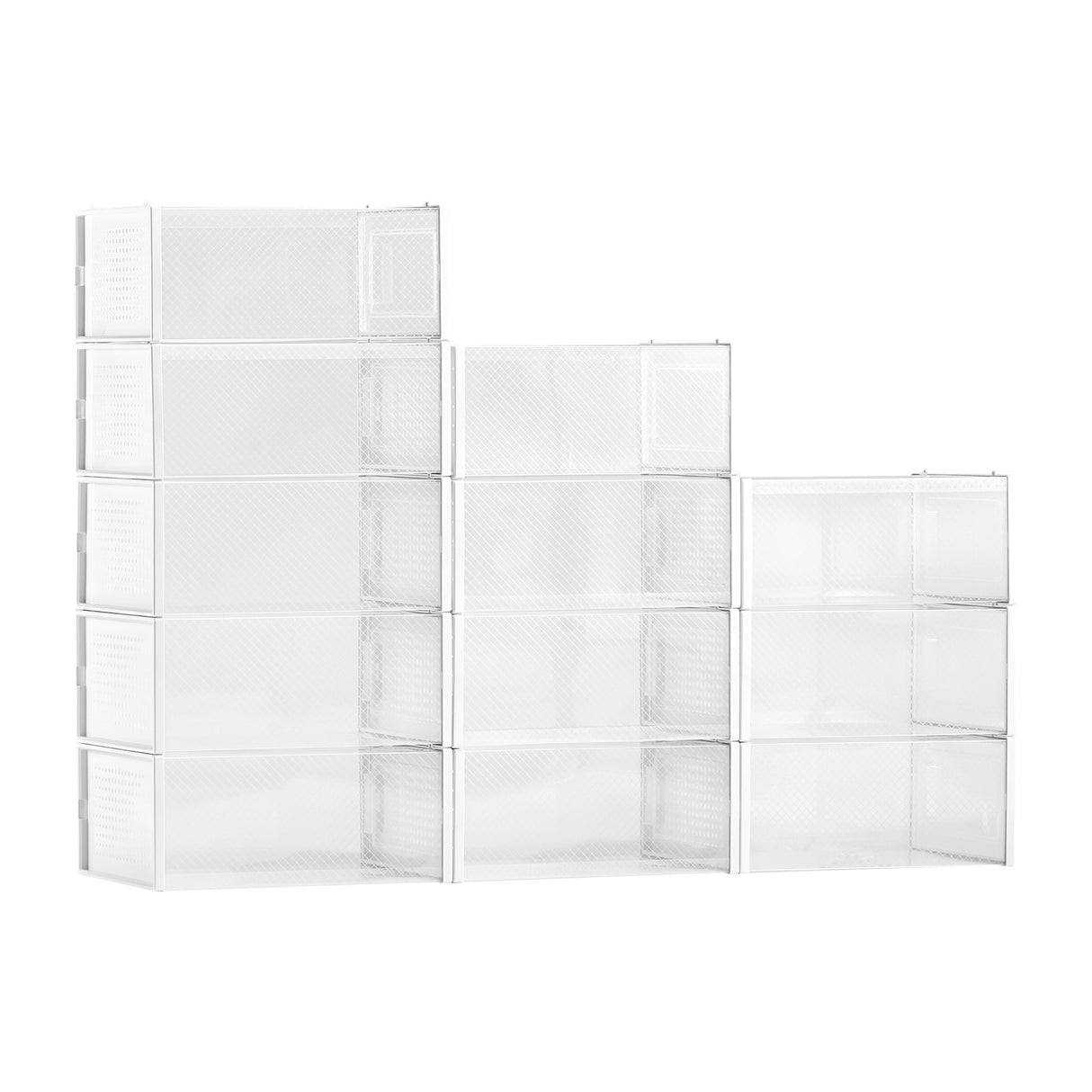 VEVOR Shoe Storage Boxes 12 Pack Stackable Storage Organizers US Size 11 White