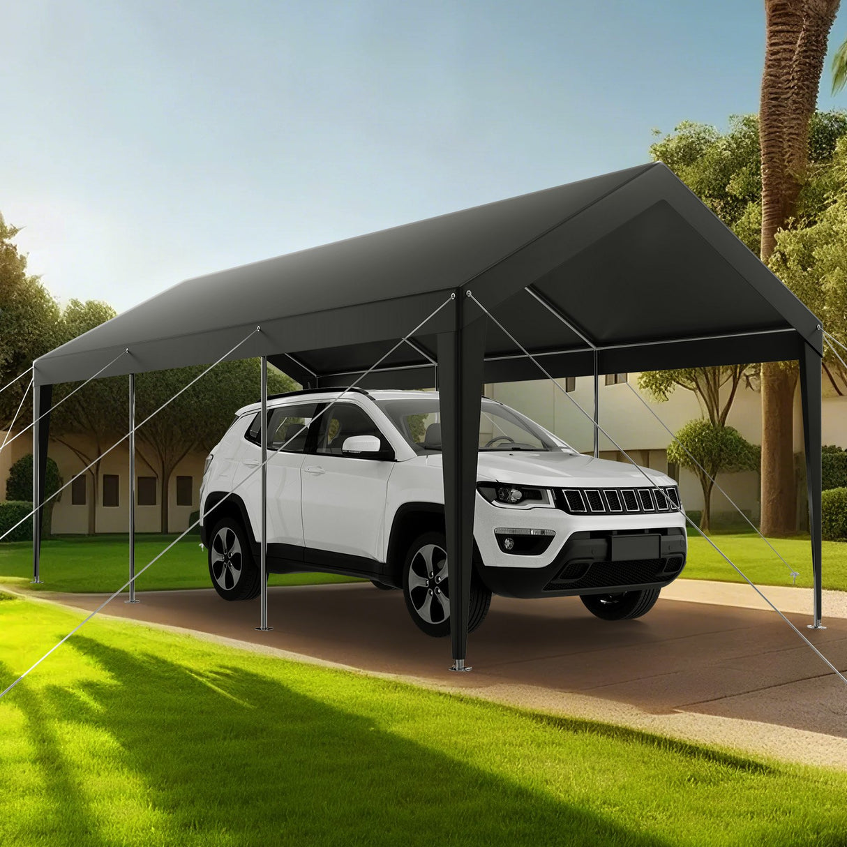 VEVOR Carport Car Canopy 10 x 20 FT Heavy Duty Portable Car Shelter Tent Grey