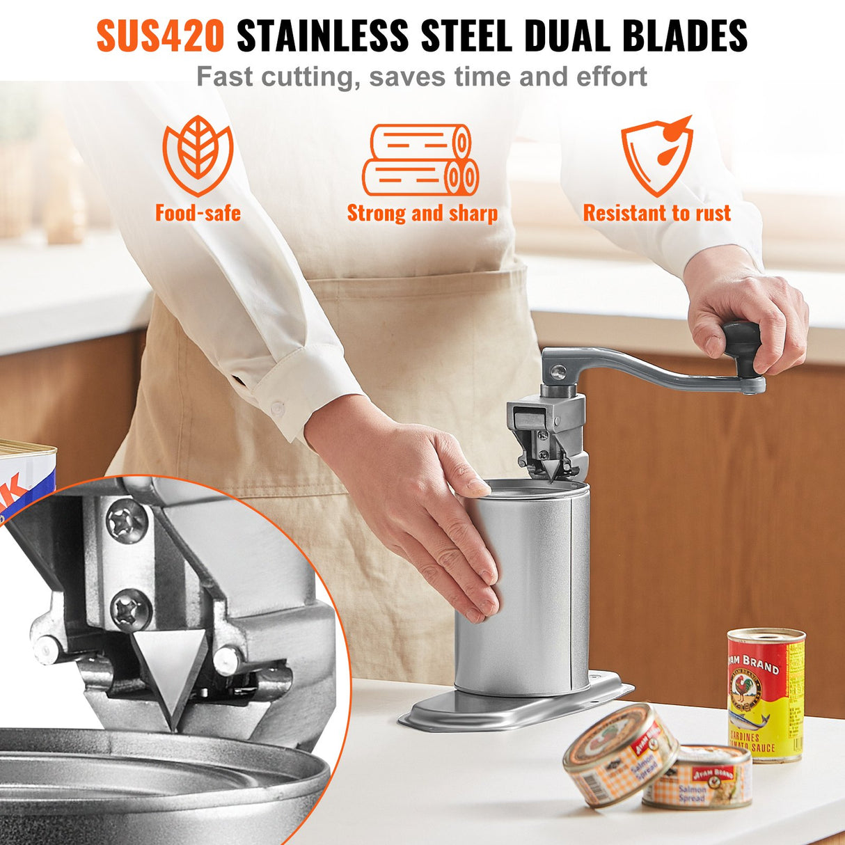 VEVOR Manual Can Opener, Commercial Table Clamp Opener for Large Cans, Heavy Duty Can Opener with Base, Adjustable Height Industrial Jar Opener For