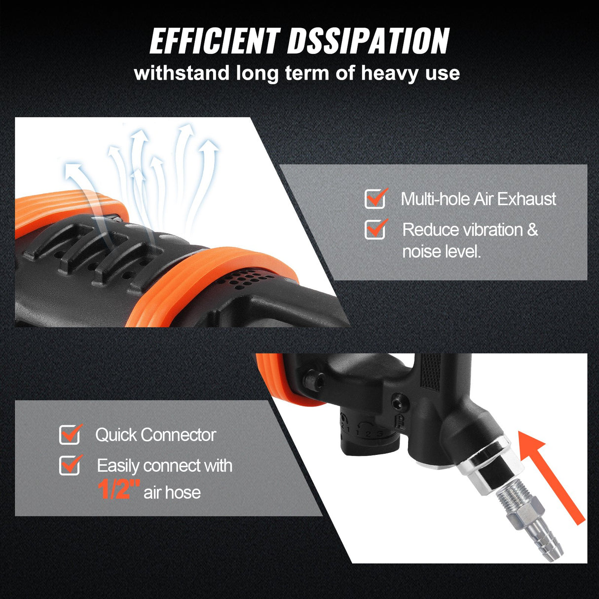 VEVOR 1 Inch Air Impact Wrench, Up to 5175 ft-lbs Beast Reverse Torque Output Pneumatic Impact Gun w/ 8 Inch Extended Anvil for Repairs_nd_aintenance