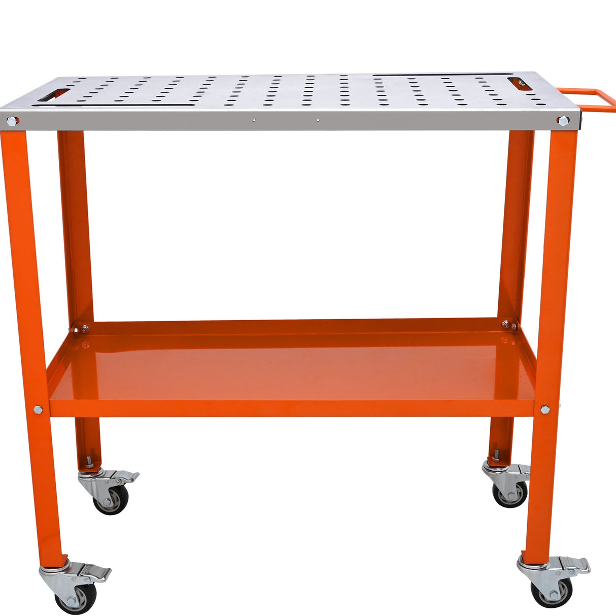 VEVOR 36" x 18" Welding Table, 1200lbs Load Capacity Steel Welding Workbench Table on Wheels, Portable Work Bench with Braking Lockable Casters, 4