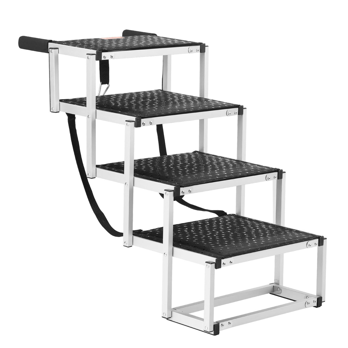 VEVOR Dog Stair for Cars 4-step Folding Dog Steps Aluminum Loads up to 150 lbs, Foldable 24-25.4 in
