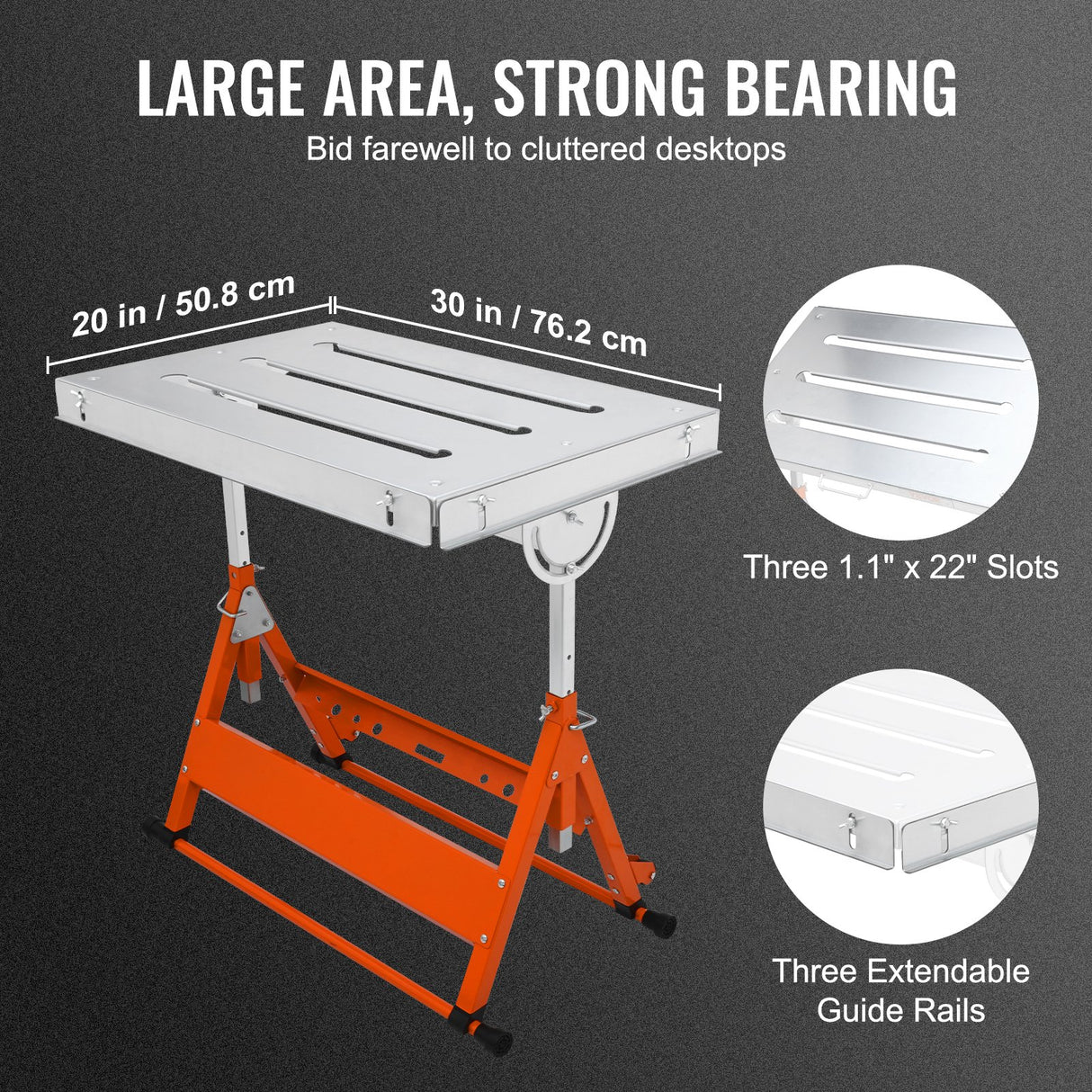 VEVOR Welding Table 30" x 20", 400lbs Load Capacity Steel Welding Workbench Table on Wheels, Folding Work Bench with Three 1.1" Slot, 3 Tilt Angles,