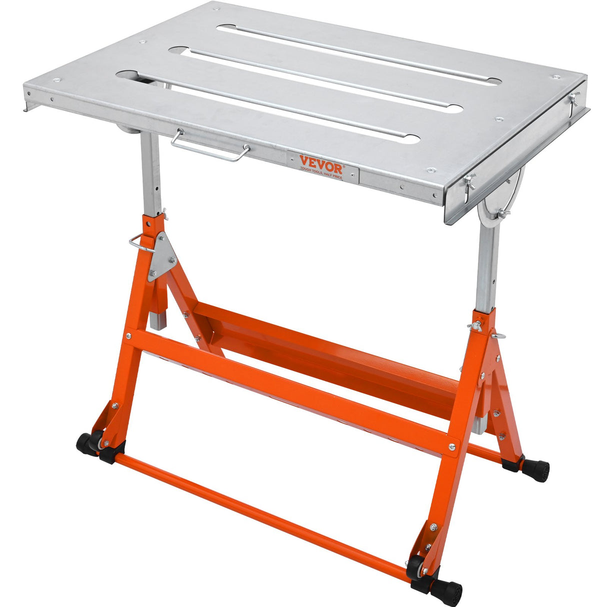 VEVOR Welding Table 30" x 20", 400lbs Load Capacity Steel Welding Workbench Table on Wheels, Folding Work Bench with Three 1.1" Slot, 3 Tilt Angles,