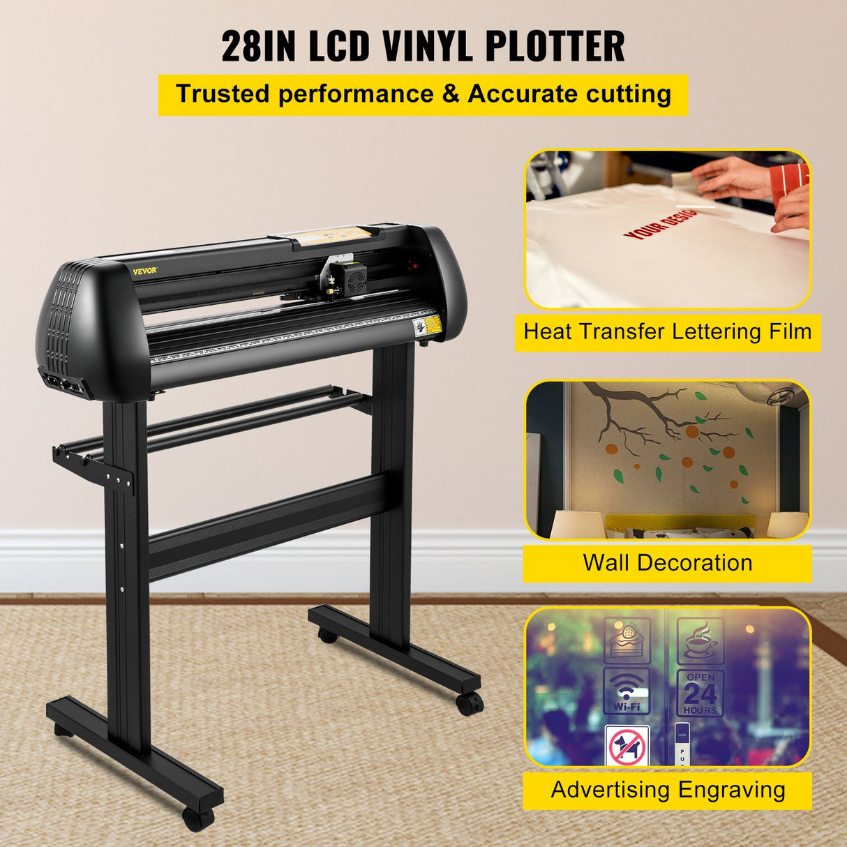 VEVOR Vinyl Cutter, 28inch Paper Feed Cutting Plotter Bundle, Adjustable Force & Speed Vinyl Printer with Powerful Stepper Motors, Signmaster Software Bundle Kit Compatible with Windows System