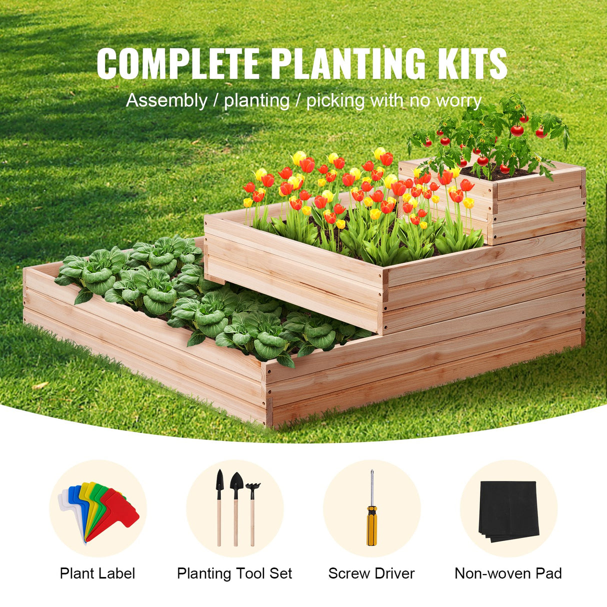 Wooden Raised Garden Bed Planter Box 113 x 113 x 51 cm Flower Vegetable Herb