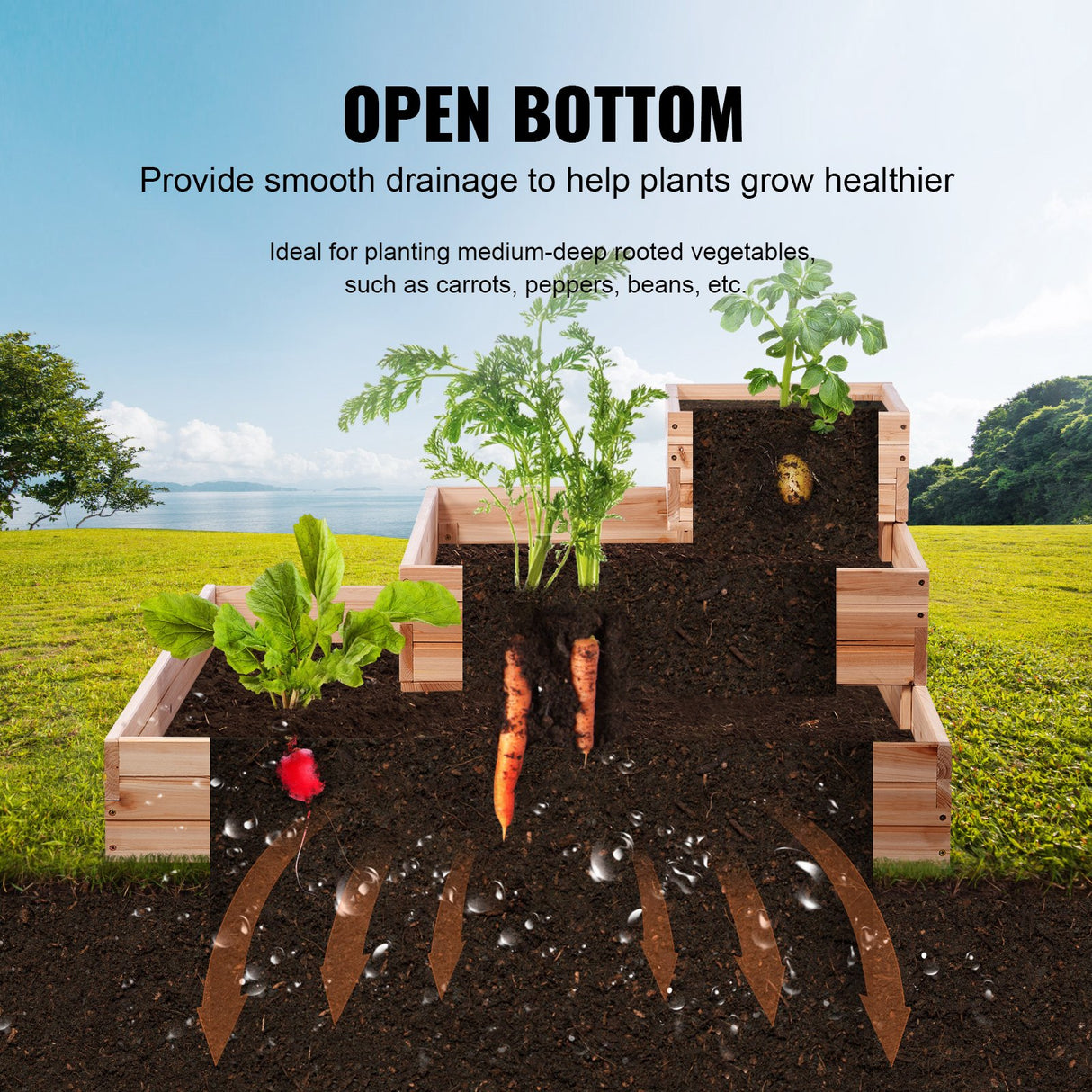 Wooden Raised Garden Bed Planter Box 113 x 113 x 51 cm Flower Vegetable Herb