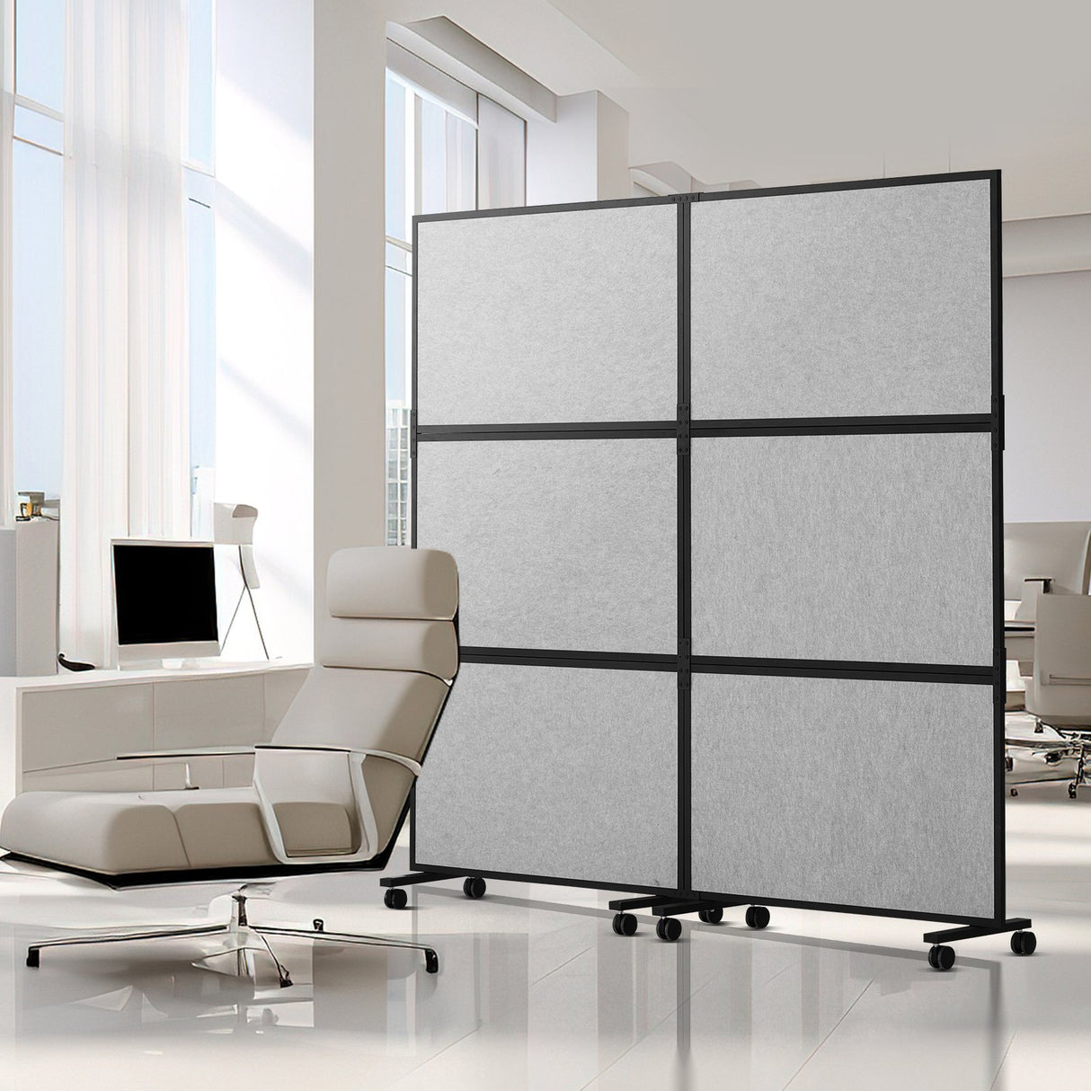 VEVOR Acoustic Room Divider Partition Panel Privacy Screen 2 Pack Light Gray
