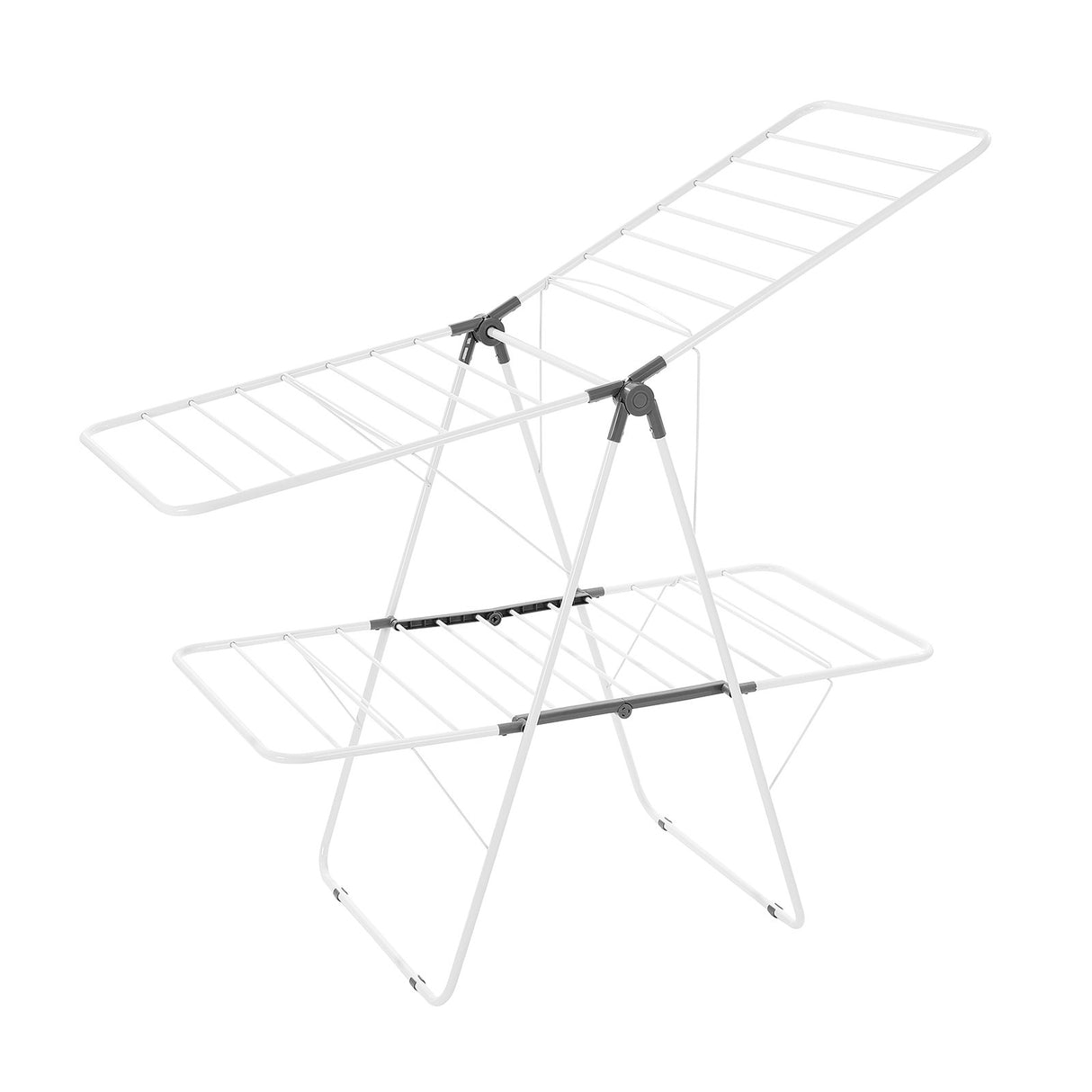 VEVOR 2-Tier Foldable Clothes Drying Rack with Sock Clips & 31 Drying Rods White