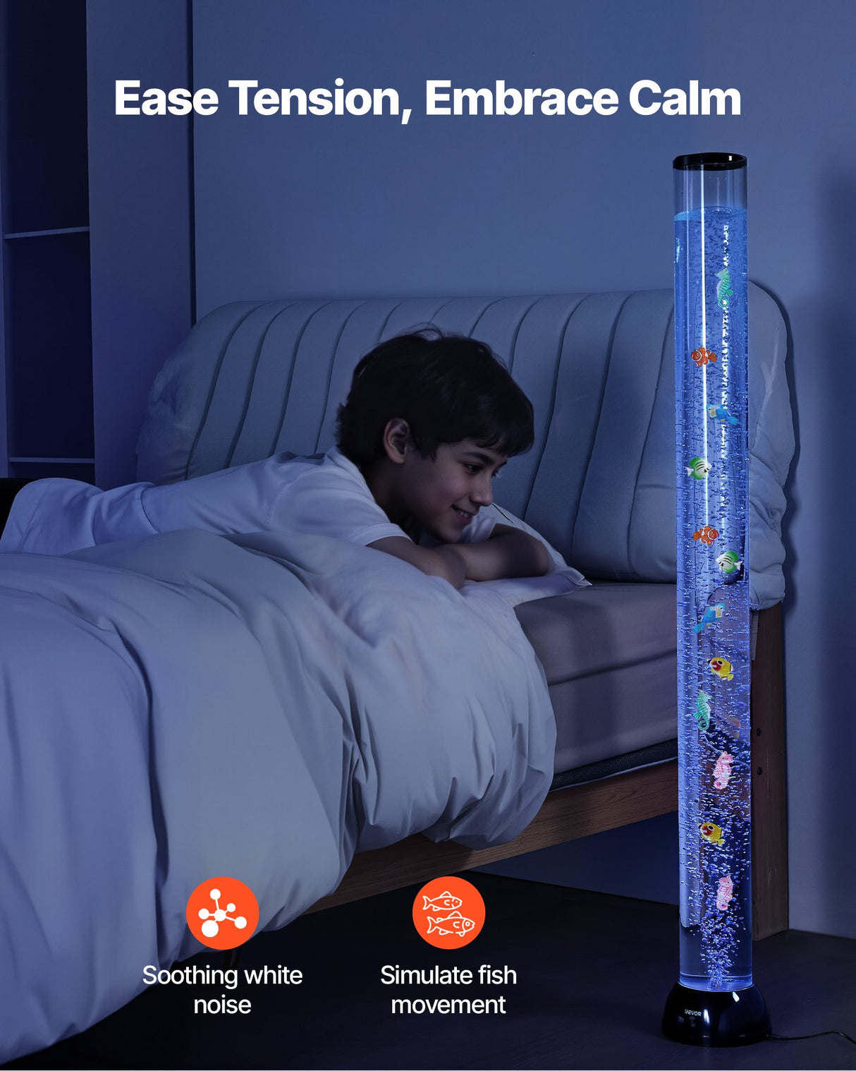 VEVOR Bubble Tube Lamp 16 Color 1.2 m Sensory Aquarium Lamp for Relief Calming