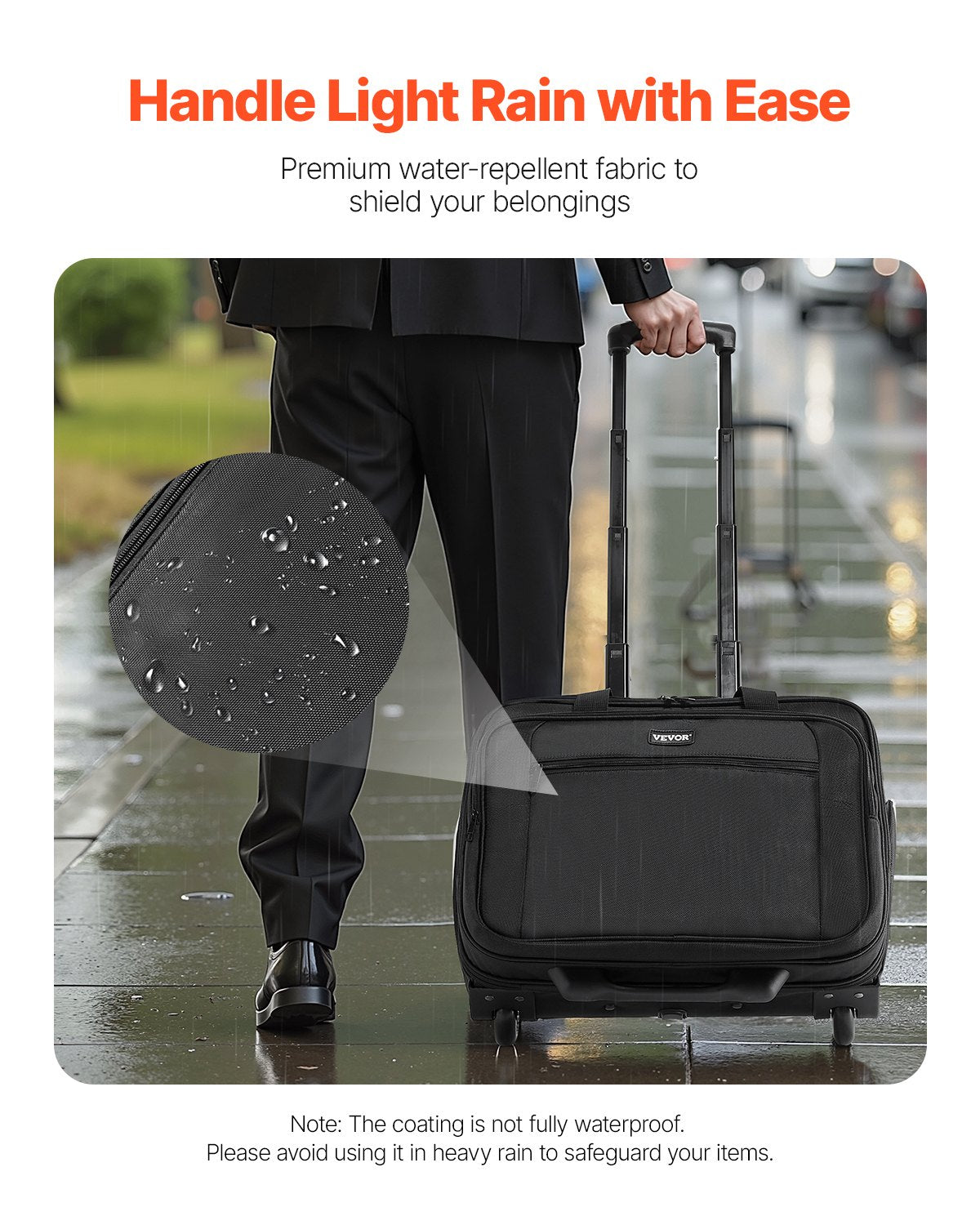 VEVOR Rolling Laptop Bag 43.94 cm Wheeled Computer Bag for Women & Men Black