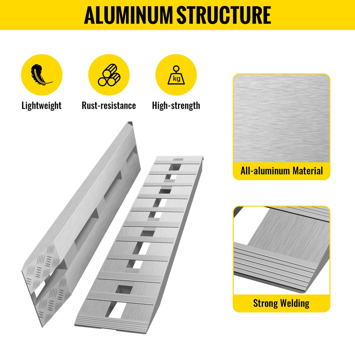 VEVOR 60' X 12' X 2.5'Aluminum Trailer Ramps 6000LBS Total Beavertail Hook End 1 Pair 2 Ramps