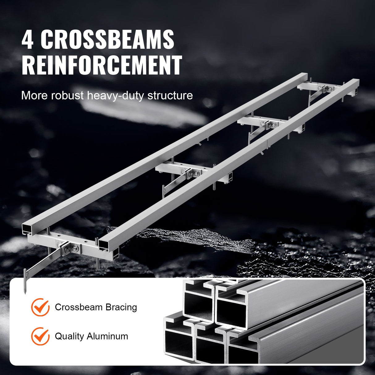 VEVOR Rail Mill Guide System, 9 ft Milling Guide, 4 Crossbar Kits Chainsaw Mill Rail Guide, Aluminum Adjustable Saw Mill Rail System Work with