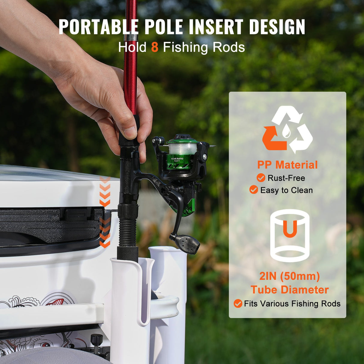 VEVOR Beach Fishing Cart 136 kg Load Capacity Fish and Marine Cart with Two 330 mm Big Wheels PU Balloon Tires for Sand Heavy-Duty Aluminum Pier Wagon Trolley with 8 Rod Holders for Fishing Picnic