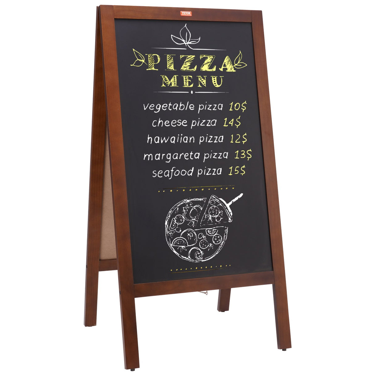 VEOVR A Frame Chalkboard Sign, 50x102 cm Double-Sided Sidewalk Signs, Freestanding Vintage Wooden Chalk Board with Chalks & Magnetic Eraser, Rustic