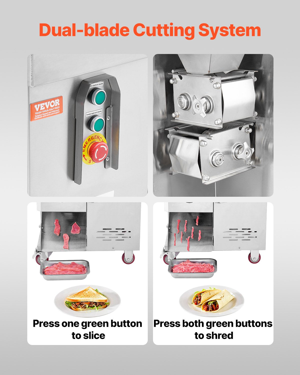 VEVOR Electric Meat Cutter Machine 1100W Commercial Meat Slicer Cutting Machine