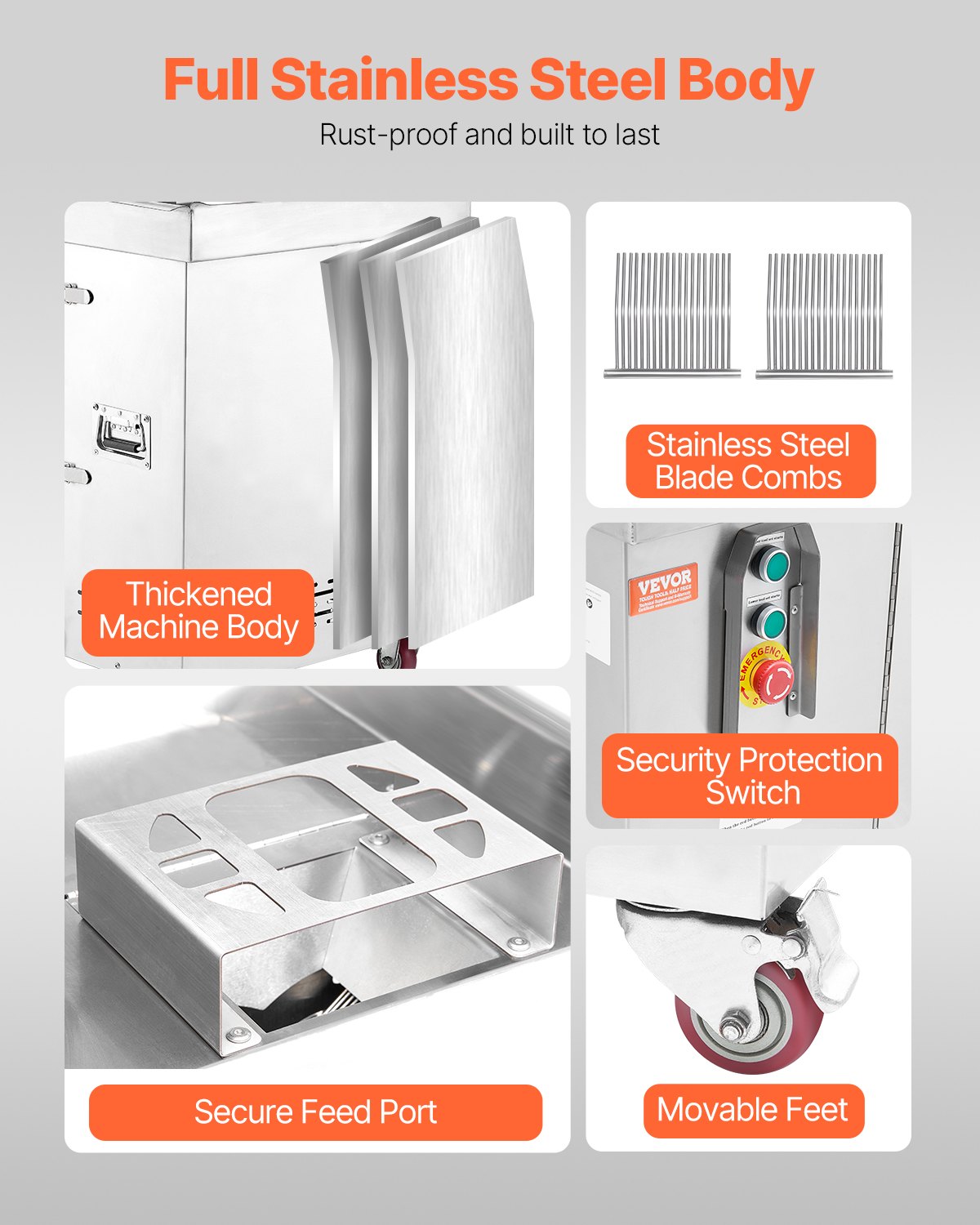 VEVOR Electric Meat Cutter Machine 1100W Commercial Meat Slicer Cutting Machine