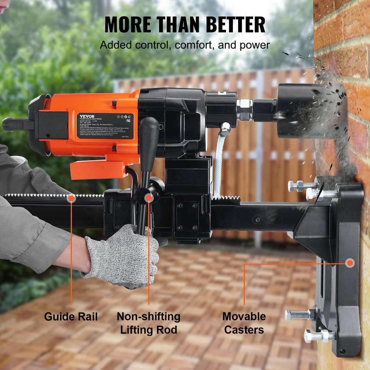 VEVOR Diamond Core Drilling Machine, 10in Wet Concrete Core Drill Rig with Stand Wheels, 750RPM Speed & 1-1/4" Thread & Lifting Handle, 10in Drilling