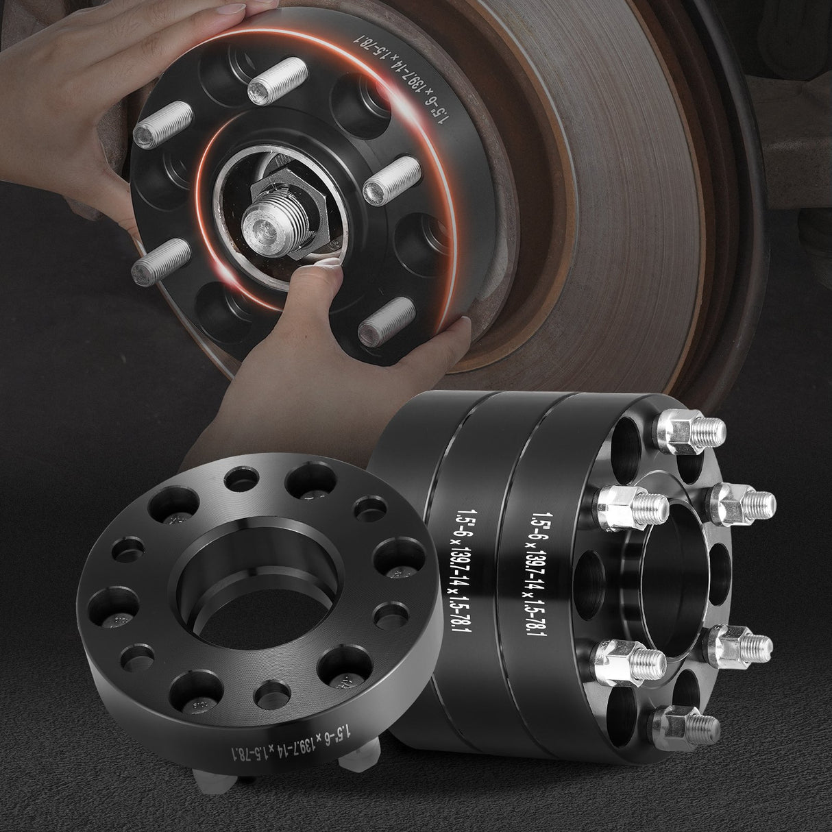 VEVOR 1.5" 6"x5" Wheel Spacers Wheel Adapters 6 Lug Forged Spacer 4 PCS Black