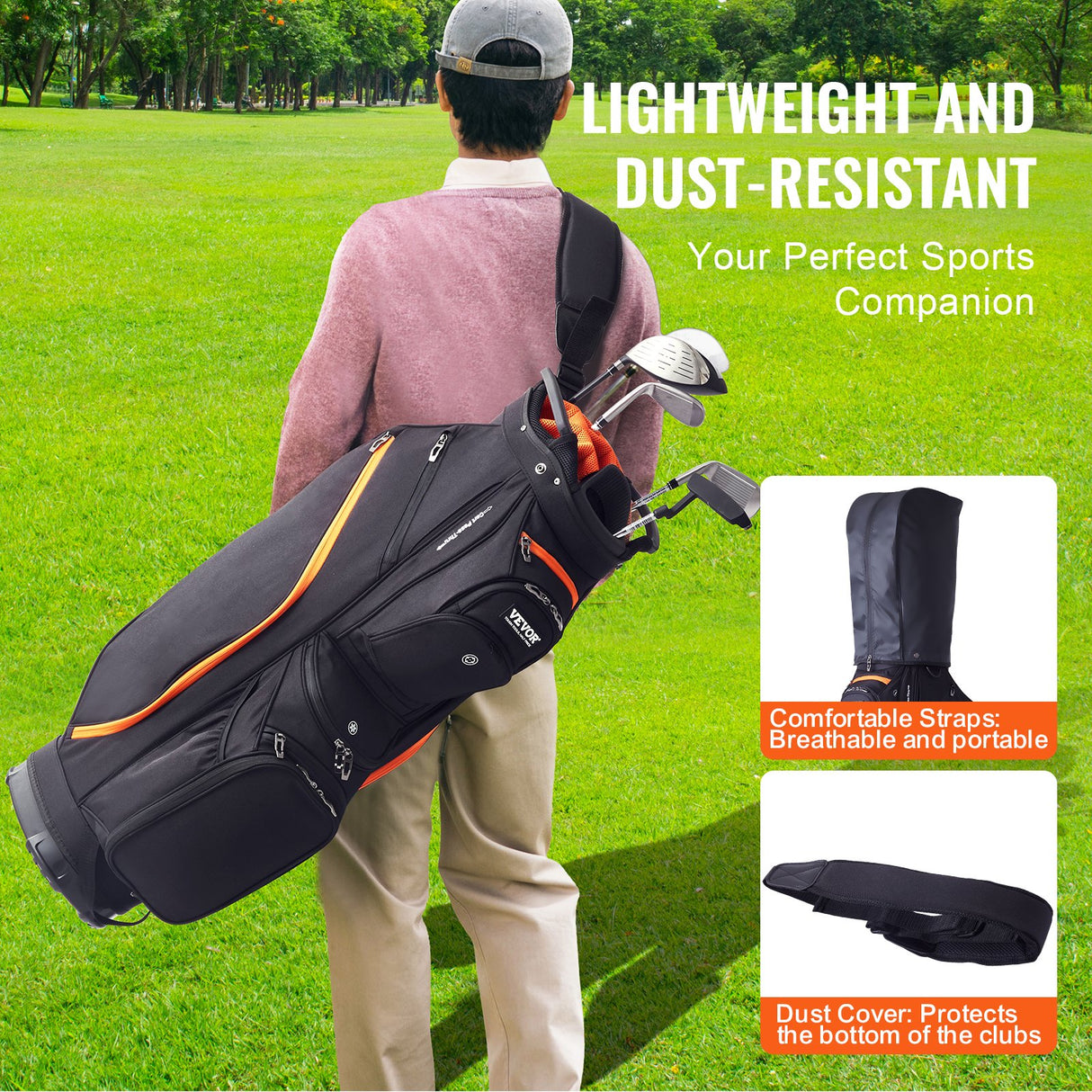 VEVOR Golf Cart Bag with 14 Way Organizer Divider Top, 36??13 Pockets Premium Cart Bag, Durable 600D Polyester Fabric Golf Bags with Handles & Dust