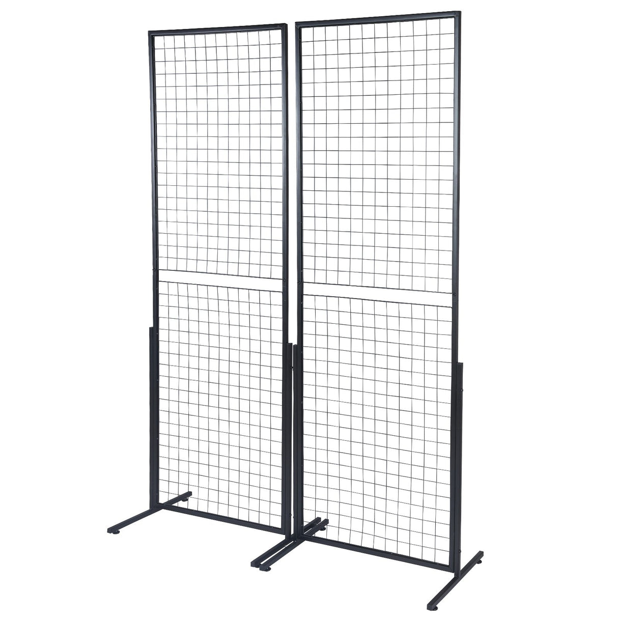 VEVOR 2' x 5.6' Grid Wall Panels Tower, 2 Packs Wire Gridwall Display Racks with T-Base Floorstanding, Double Side Gridwall Panels for Art Craft Shows, Retail Display with Extra Clips and Hooks